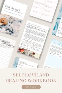 The mockup for self love workbook, self love journal, shadow work journal and self confidence worksheets. Best for self development, personal growth and your healing journey